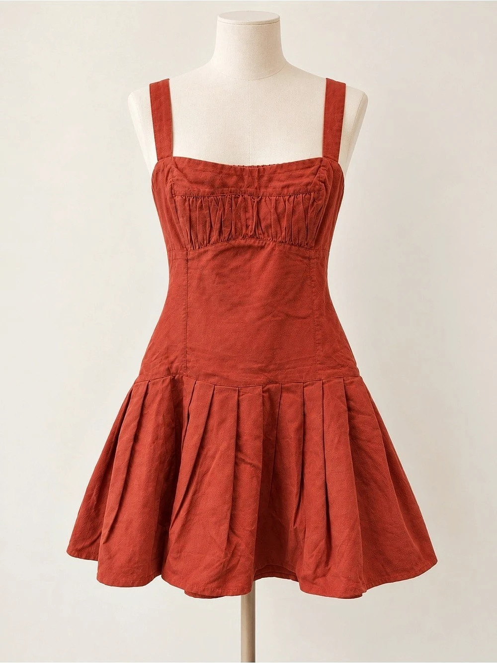 Free People Azasia Rust Cotton Open Back Mini Dress Size L NWT